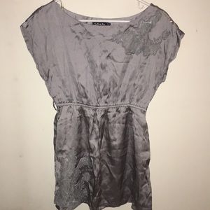 Grey satin and lace top